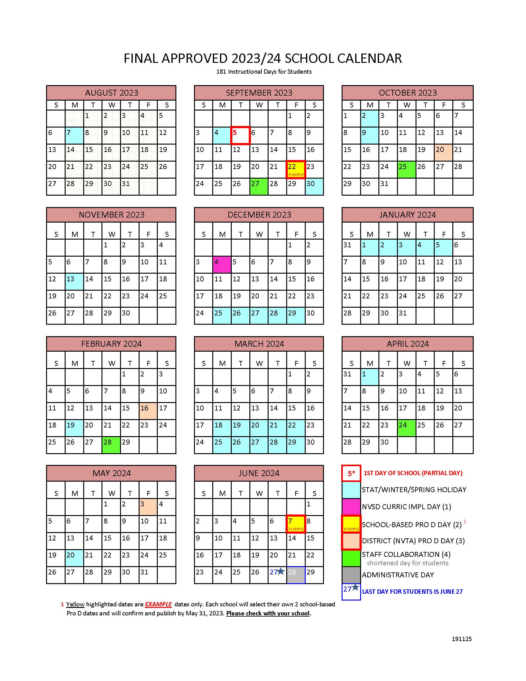 2024 And 2025 School Calendar Yrdsb Elset Horatia